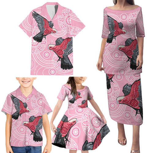 Pink Galah Aussie Aboriginal Family Matching Puletasi and Hawaiian Shirt Soaring High - Aussie Hoodie