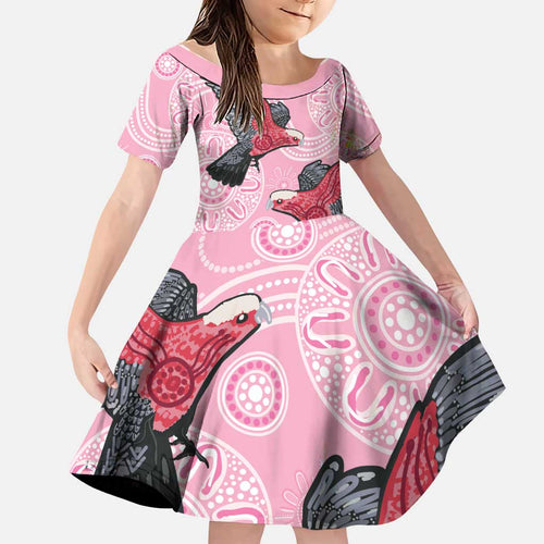 Pink Galah Aussie Aboriginal Family Matching Puletasi and Hawaiian Shirt Soaring High - Aussie Hoodie