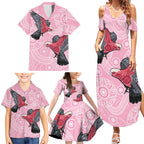 Pink Galah Aussie Aboriginal Family Matching Summer Maxi Dress and Hawaiian Shirt Soaring High - Aussie Hoodie
