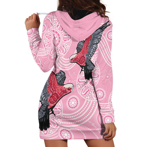 Pink Galah Aussie Aboriginal Hoodie Dress Soaring High - Aussie Hoodie
