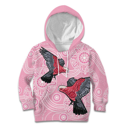Pink Galah Aussie Aboriginal Kid Hoodie Soaring High - Aussie Hoodie