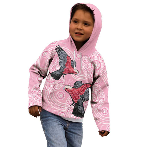 Pink Galah Aussie Aboriginal Kid Hoodie Soaring High - Aussie Hoodie