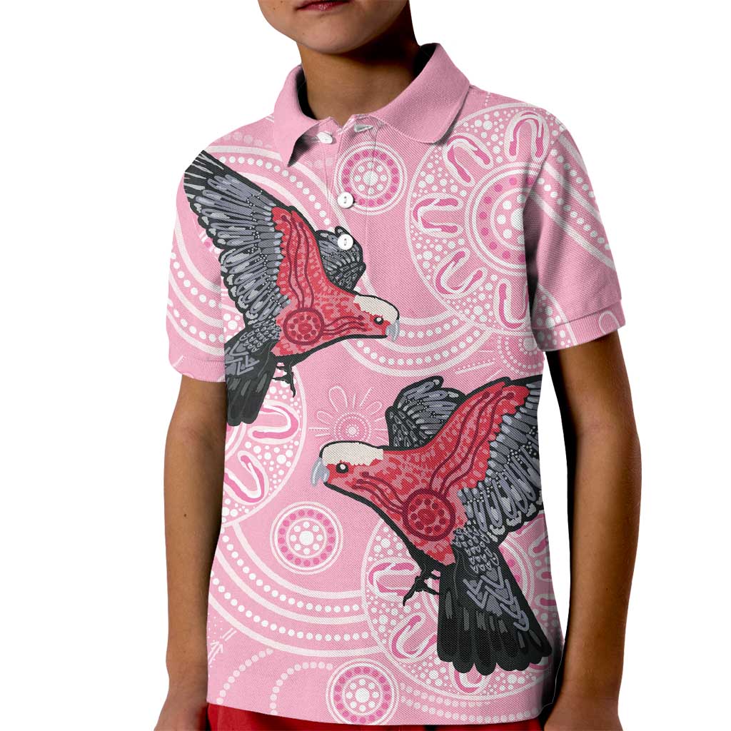 Pink Galah Aussie Aboriginal Kid Polo Shirt Soaring High - Aussie Hoodie
