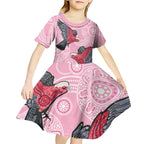 Pink Galah Aussie Aboriginal Kid Short Sleeve Dress Soaring High - Aussie Hoodie