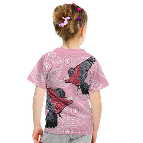 Pink Galah Aussie Aboriginal Kid T Shirt Soaring High - Aussie Hoodie
