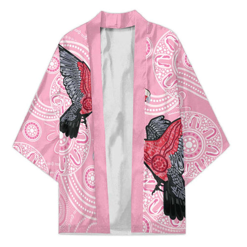 Pink Galah Aussie Aboriginal Kimono Soaring High - Aussie Hoodie