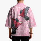Pink Galah Aussie Aboriginal Kimono Soaring High - Aussie Hoodie