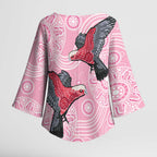 Pink Galah Aussie Aboriginal Kimono Sleeve Blouse Soaring High - Aussie Hoodie