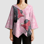 Pink Galah Aussie Aboriginal Kimono Sleeve Blouse Soaring High - Aussie Hoodie
