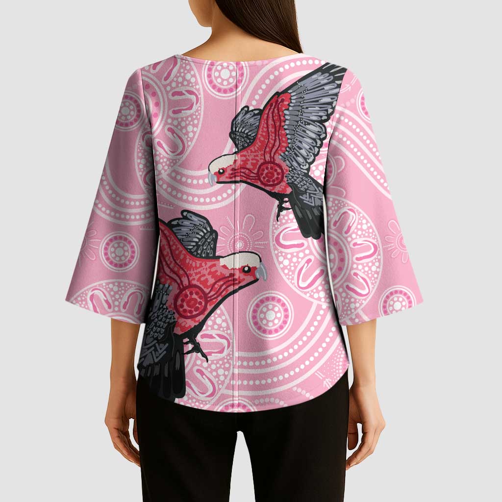 Pink Galah Aussie Aboriginal Kimono Sleeve Blouse Soaring High - Aussie Hoodie