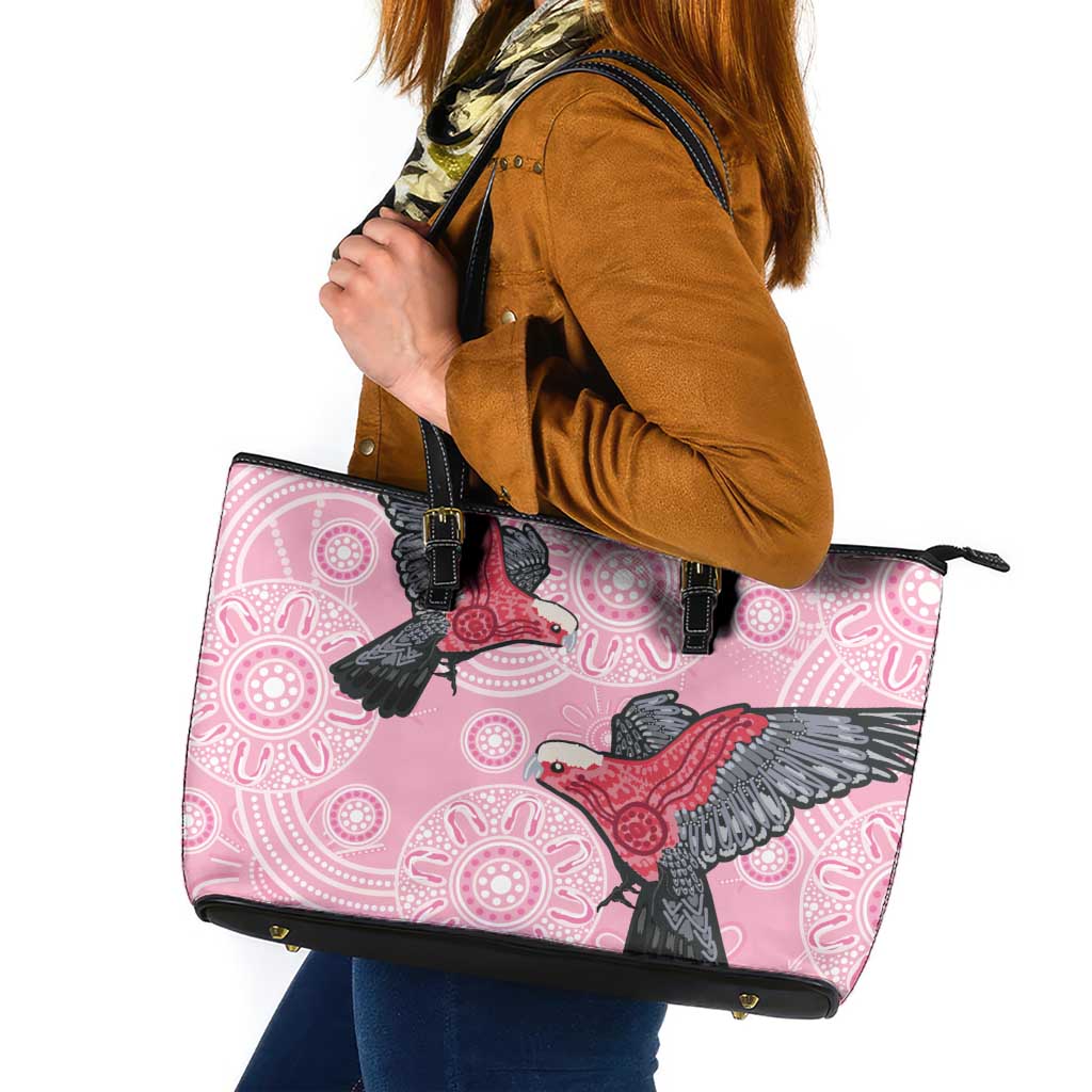 Pink Galah Aussie Aboriginal Leather Tote Bag Soaring High - Aussie Hoodie