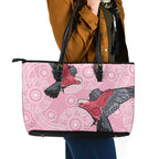 Pink Galah Aussie Aboriginal Leather Tote Bag Soaring High - Aussie Hoodie