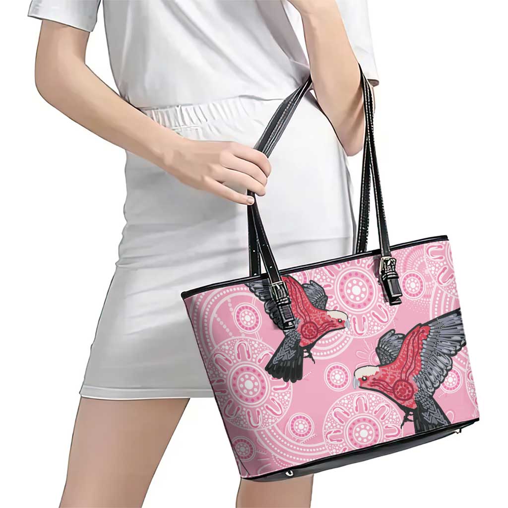 Pink Galah Aussie Aboriginal Leather Tote Bag Soaring High - Aussie Hoodie