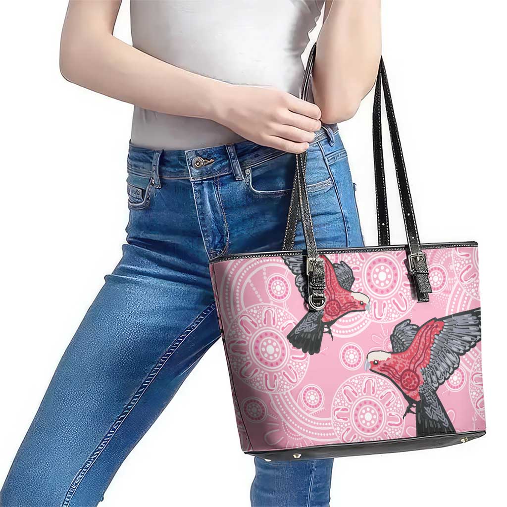 Pink Galah Aussie Aboriginal Leather Tote Bag Soaring High - Aussie Hoodie