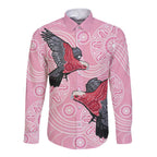 Pink Galah Aussie Aboriginal Long Sleeve Button Shirt Soaring High - Aussie Hoodie