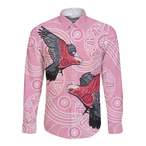 Pink Galah Aussie Aboriginal Long Sleeve Button Shirt Soaring High - Aussie Hoodie