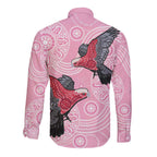 Pink Galah Aussie Aboriginal Long Sleeve Button Shirt Soaring High - Aussie Hoodie