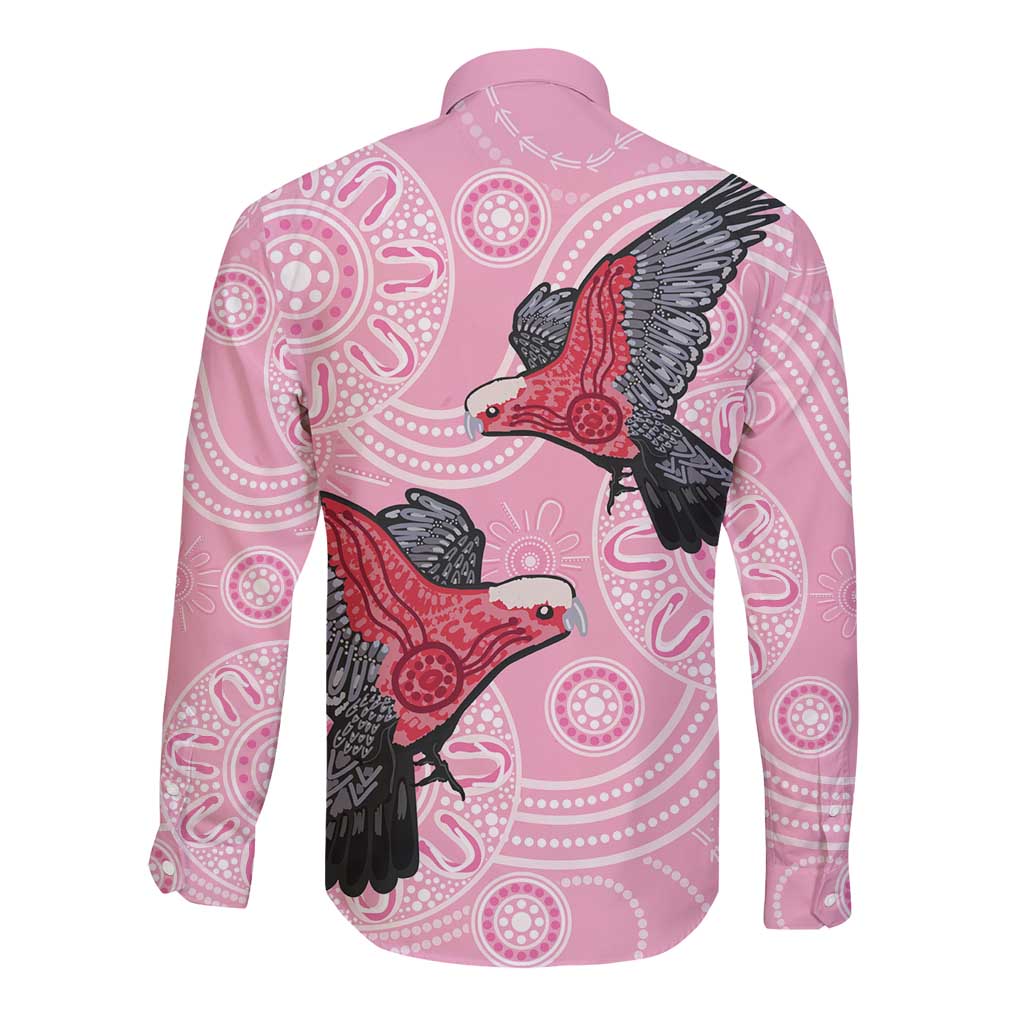Pink Galah Aussie Aboriginal Long Sleeve Button Shirt Soaring High - Aussie Hoodie