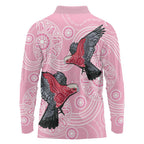 Pink Galah Aussie Aboriginal Long Sleeve Polo Shirt Soaring High - Aussie Hoodie