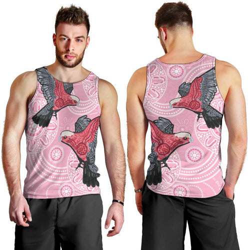 Pink Galah Aussie Aboriginal Men Tank Top Soaring High - Aussie Hoodie