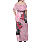 Pink Galah Aussie Aboriginal Off Shoulder Maxi Dress Soaring High - Aussie Hoodie