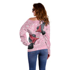 Pink Galah Aussie Aboriginal Off Shoulder Sweater Soaring High - Aussie Hoodie