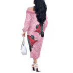 Pink Galah Aussie Aboriginal Off The Shoulder Long Sleeve Dress Soaring High - Aussie Hoodie