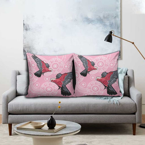 Pink Galah Aussie Aboriginal Pillow Cover Soaring High - Aussie Hoodie