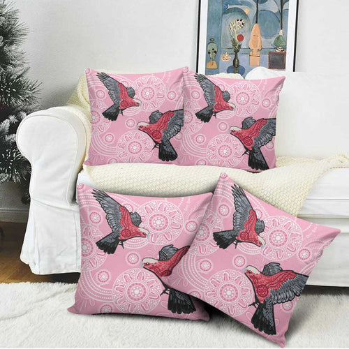 Pink Galah Aussie Aboriginal Pillow Cover Soaring High - Aussie Hoodie
