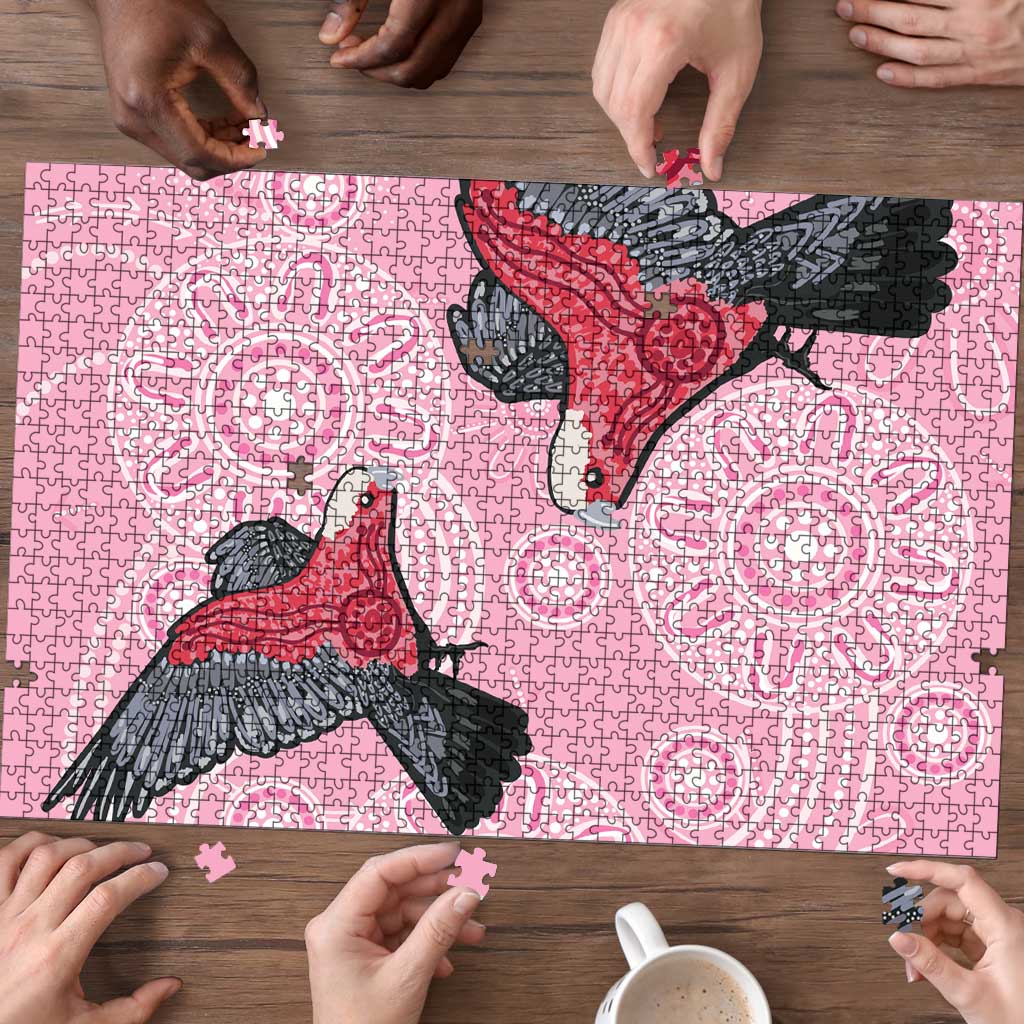 Pink Galah Aussie Aboriginal Puzzle Soaring High - Aussie Hoodie