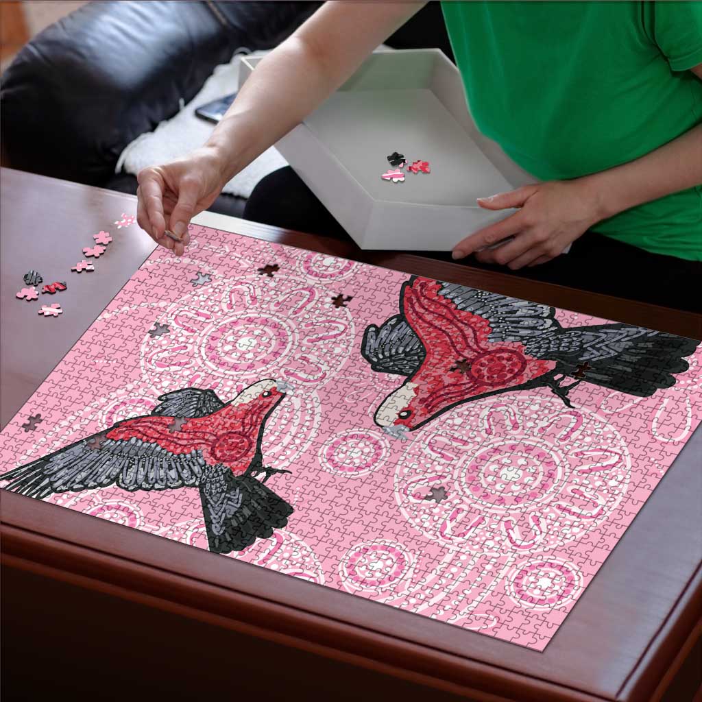 Pink Galah Aussie Aboriginal Puzzle Soaring High - Aussie Hoodie