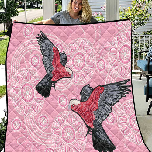 Pink Galah Aussie Aboriginal Quilt Soaring High - Aussie Hoodie