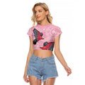 Pink Galah Aussie Aboriginal Raglan Cropped T Shirt Soaring High - Aussie Hoodie