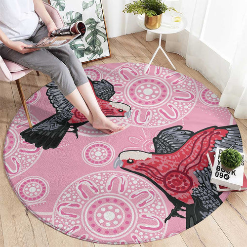Pink Galah Aussie Aboriginal Round Carpet Soaring High - Aussie Hoodie