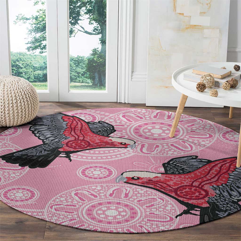 Pink Galah Aussie Aboriginal Round Carpet Soaring High - Aussie Hoodie
