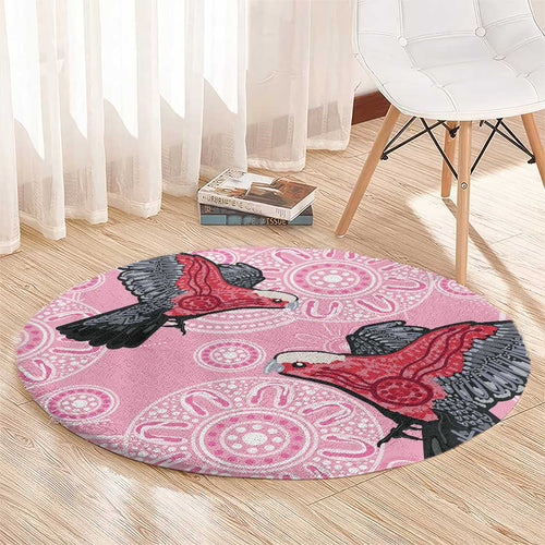 Pink Galah Aussie Aboriginal Round Carpet Soaring High - Aussie Hoodie