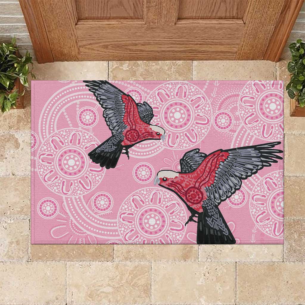 Pink Galah Aussie Aboriginal Rubber Doormat Soaring High - Aussie Hoodie