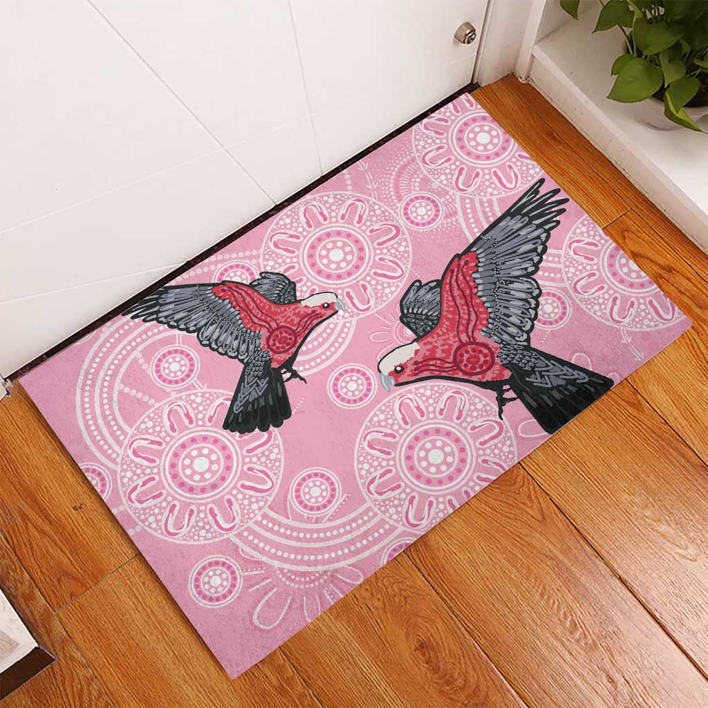 Pink Galah Aussie Aboriginal Rubber Doormat Soaring High - Aussie Hoodie