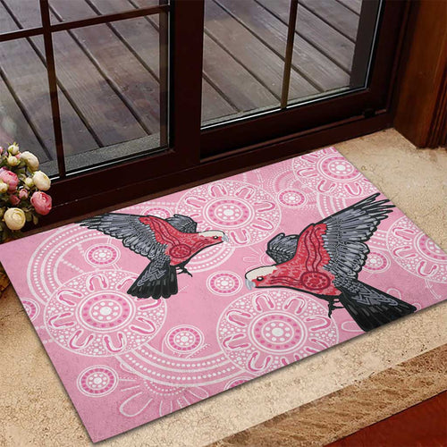Pink Galah Aussie Aboriginal Rubber Doormat Soaring High - Aussie Hoodie