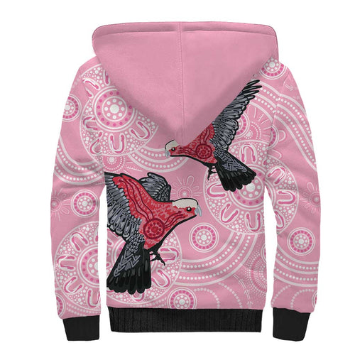 Pink Galah Aussie Aboriginal Sherpa Hoodie Soaring High - Aussie Hoodie