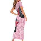 Pink Galah Aussie Aboriginal Short Sleeve Bodycon Dress Soaring High - Aussie Hoodie