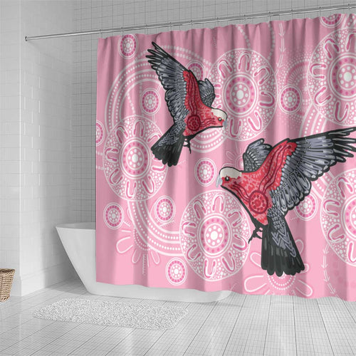 Pink Galah Aussie Aboriginal Shower Curtain Soaring High - Aussie Hoodie