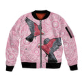 Pink Galah Aussie Aboriginal Sleeve Zip Bomber Jacket Soaring High - Aussie Hoodie