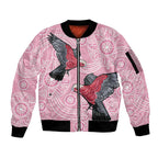 Pink Galah Aussie Aboriginal Sleeve Zip Bomber Jacket Soaring High - Aussie Hoodie