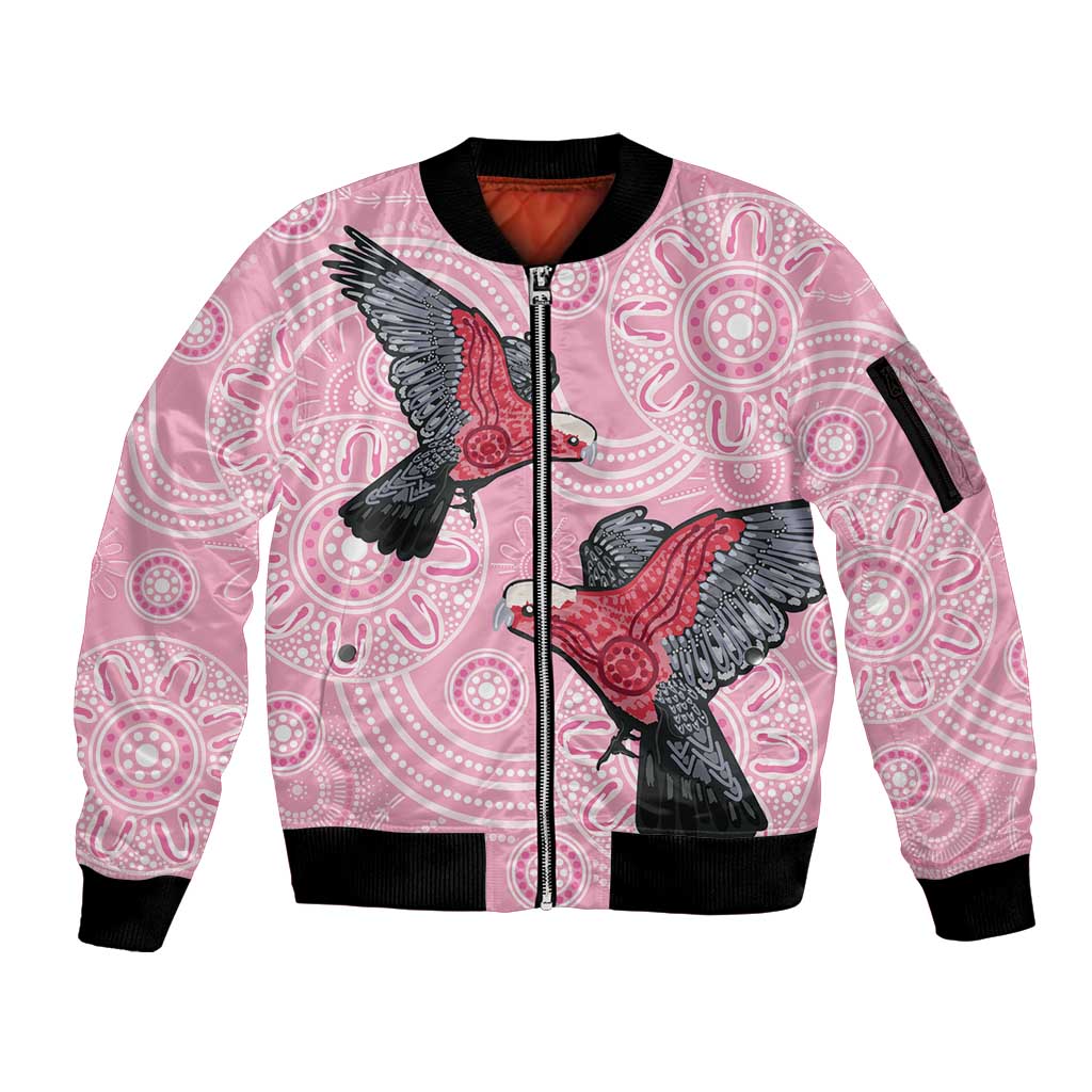 Pink Galah Aussie Aboriginal Sleeve Zip Bomber Jacket Soaring High - Aussie Hoodie
