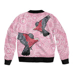 Pink Galah Aussie Aboriginal Sleeve Zip Bomber Jacket Soaring High - Aussie Hoodie