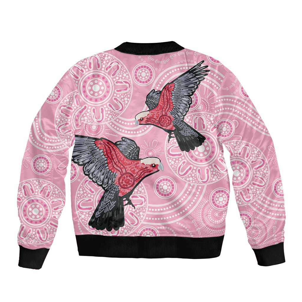 Pink Galah Aussie Aboriginal Sleeve Zip Bomber Jacket Soaring High - Aussie Hoodie