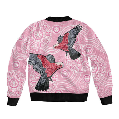 Pink Galah Aussie Aboriginal Sleeve Zip Bomber Jacket Soaring High - Aussie Hoodie