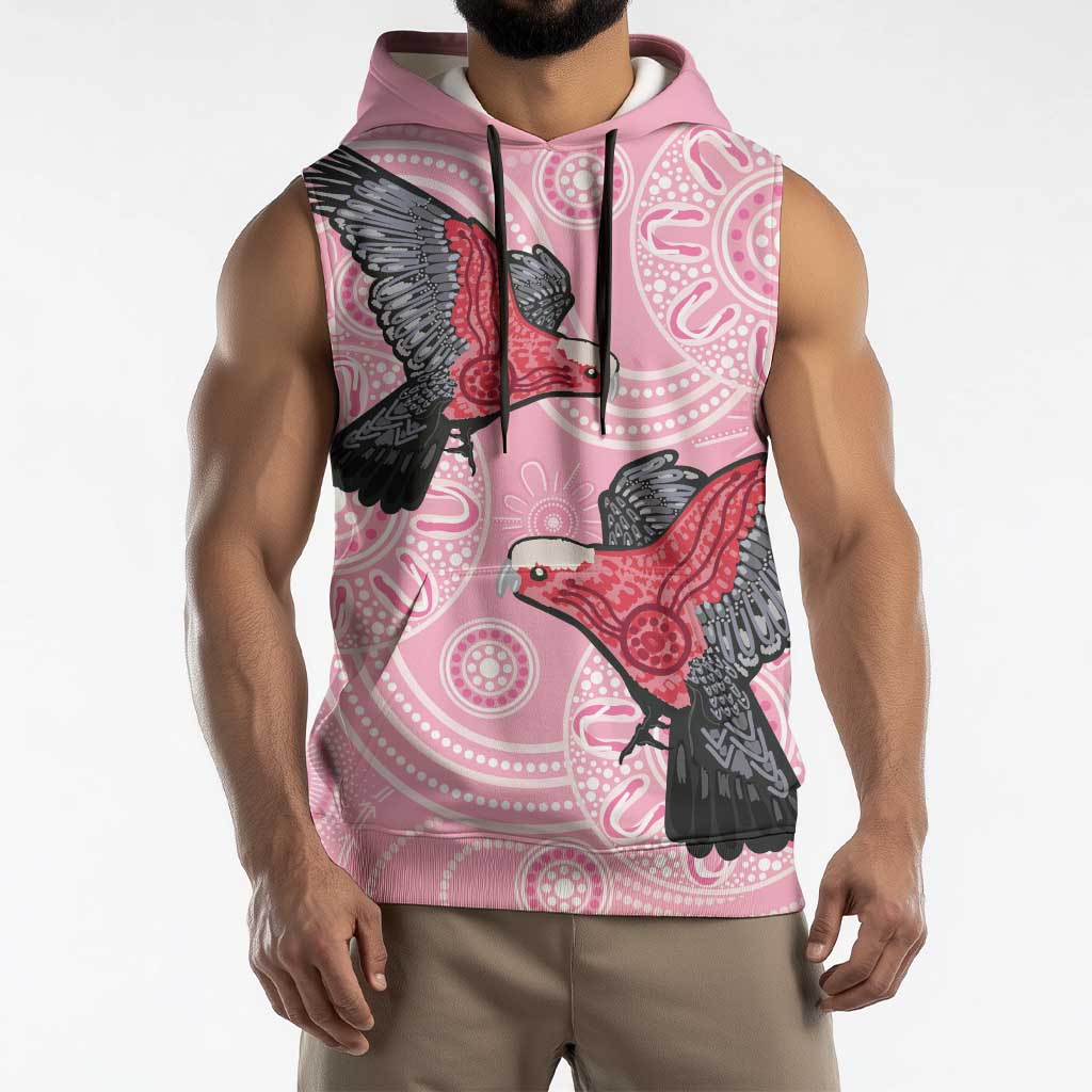 Pink Galah Aussie Aboriginal Sleeveless Hoodie Soaring High - Aussie Hoodie