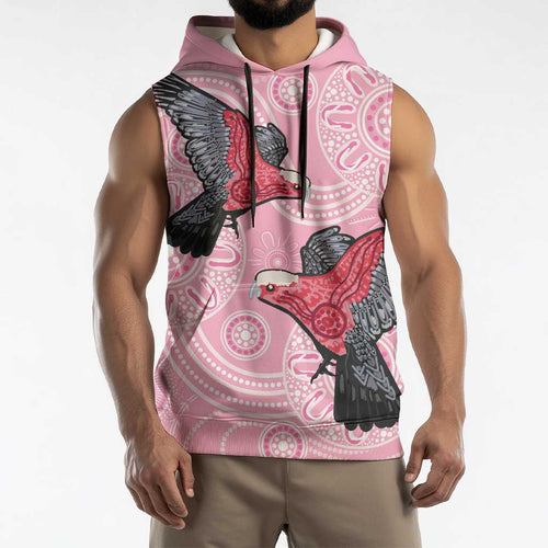 Pink Galah Aussie Aboriginal Sleeveless Hoodie Soaring High - Aussie Hoodie
